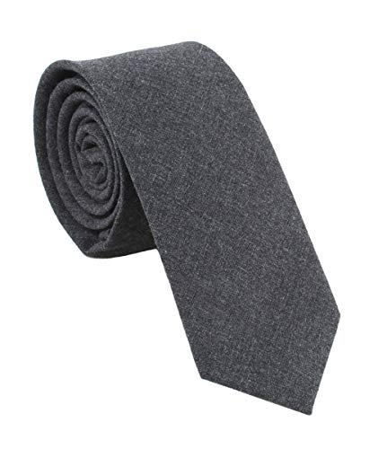 LEVAO Men's Cotton Skinny Necktie Solid Color Tie