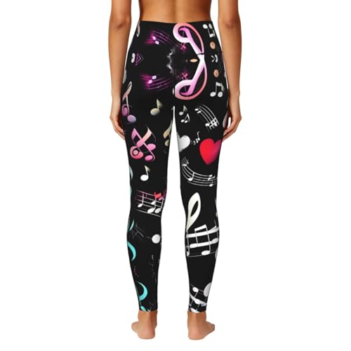 Leggings para correr con bolsillos y estampado musical, mallas de yoga de cintura alta deportivas 4