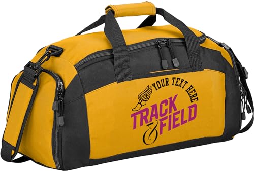 Custom Track Bag Personalized – Track and Field Duffel Bag with Name – Track Team Gear Bag for Athletes, Running Spike Shoe Compartment, Boys Girls Practice & Meet Sports Bag