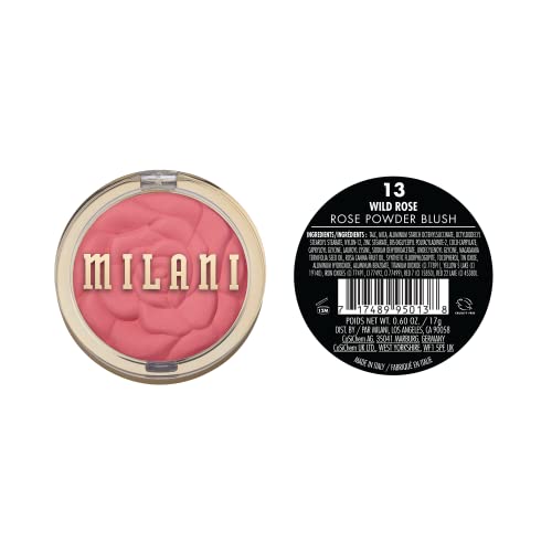 Milani Rose Blush, Powder Blush for Cheeks, Cruelty Free Makeup - Shape, Contour & Highlight Face for a Natural Matte Finish -Wild Rose