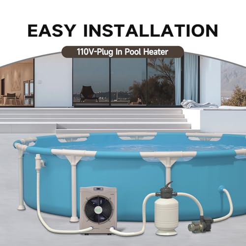 ECOPOOLTECH Swimming Pool Heat Pump, Electric Pool Heater for Above Ground Pool up to 5000 Gallons, Max 16184 BTU, 5.62 COP, Titanium Heat Exchanger, 110V-120V, EU50