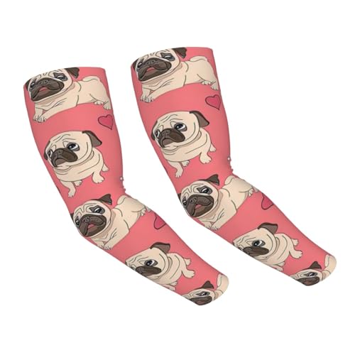 XULLZH Mangas protectoras para el brazo con estampado de carlino y caricatura divertida para hombres y mujeres, para el trabajo, golf, correr, fútbol, ciclismo, color negro, talla única, Negro, talla