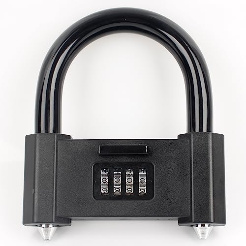Image of 4 Digit Combination Lock, 5.7in Outdoor Combo Lock Weatherproof,16mm Thickness Uncuttable Bike Locks, for Bike, Bicycle, Escooter, Motorcycle, Gym Locker, Gates, Wheel, Suitcase, Black