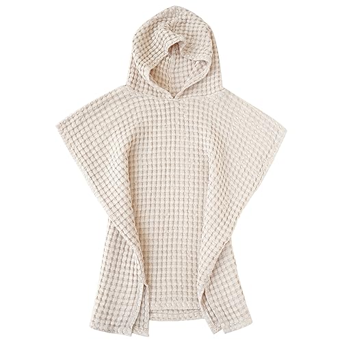 Image of Konssy Waffle Hooded Baby Towels, Soft and Absorbent Baby Bath Towel for Gentle Care Neutral Baby Towels for Newborn, Baby Girls and Boys, Infant, Toddler(Oat)
