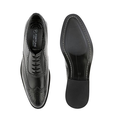 Image of Mens Tread Design & Plain Genuine Leather Lace Up Oxford Dress Shoes