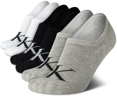 Calvin Klein Women's Socks - Comfort Cuff Sneaker Liner (6 Pack), Size 4-10, Grey Logo Assorted