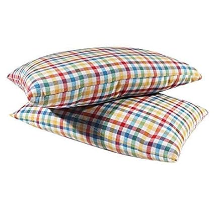 AG Medium Hard Cotton Ultra Soft Yellow checkred Stripes Bed Pillow Sets (Set of 2 , Size - 43 x 68 cm)