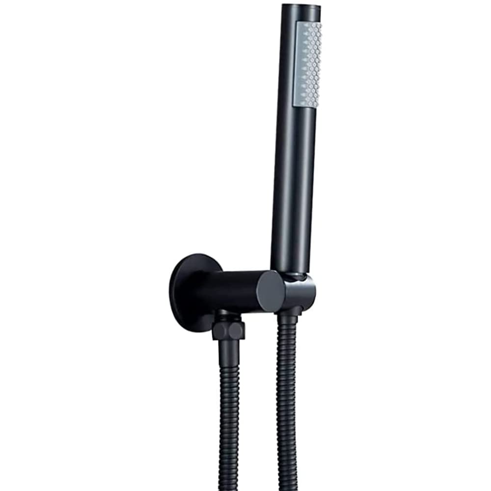 Łazienka Mosiężny 1/2" NPT Okrągły Przyłącze Ścienne Prysznicowe Złączka Wodna z Regulowaną Ręczną Głowicą Natryskową Uchwyt Uchwyt Węża Zasilanego Złączka Ścienna Matowa Czerń