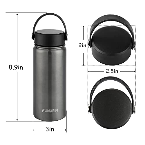 Funkrin Insulated Coffee Travel Mug With Ceramic Coating, 18Oz Wide Mouth Flex Cap Water Bottle, Vacuum Stainless Steel Leak-Proof Thermos Tumble Flask Cup For Office School Outdoors #TOP5