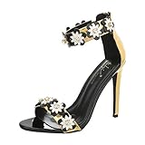  Ital-Design High Heel Sandaletten Damen-Schuhe Pfennig-/Stilettoabsatz Heels Reißverschluss Sandalen & Gold, Gr 38, By004-
