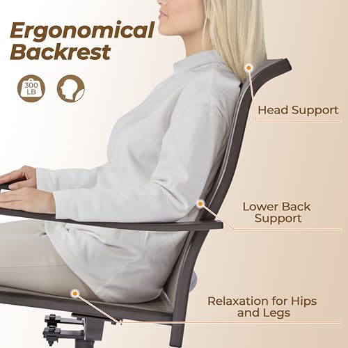 Yaheetech Outdoor Patio Swivel Chairs, Set of 2 Rocker Dining Chairs with Texteline Fabric and Metal Frame for Lawn Deck Backyard, Brown - Image 5