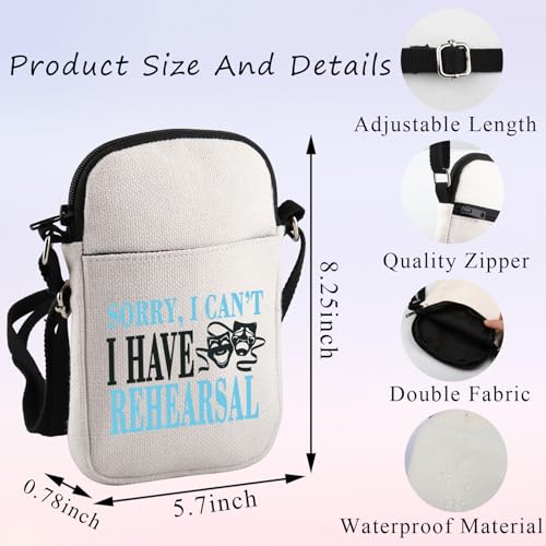 PLITI Musical Inspired Crossbody Bag Theater Gift Comedy Tragedy Mask Theatre Bag Sorry I Can't I Have Rehearsal Drama Gift2