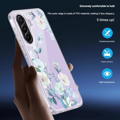 Image of Elzzi Clear Transparent Flower Cover for Samsung A37 5g Case Shockproof Case Floral Design Full Camera Protection Shockproof PC+TPU Covers for Girls & Women (Blue)