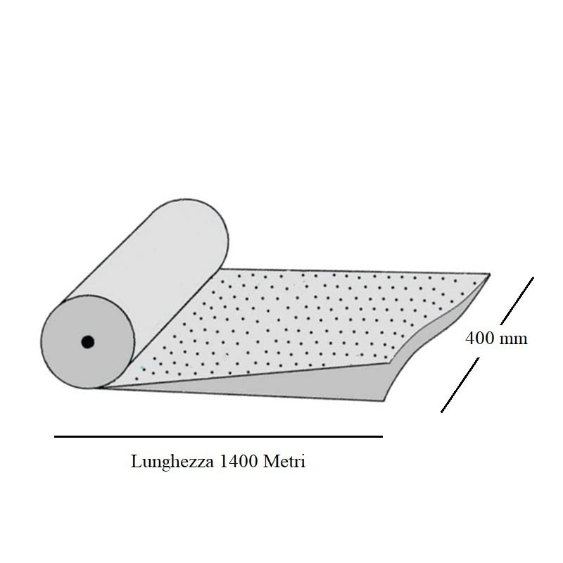 Virsus Bobina Film Poliolefina Termoretraibile, pellicola Trasparente, Monopiegata Microforata, spessore 14 My, Lunghezza 1400 Mt, per confezionare alimenti, pane (Fascia 400mm)