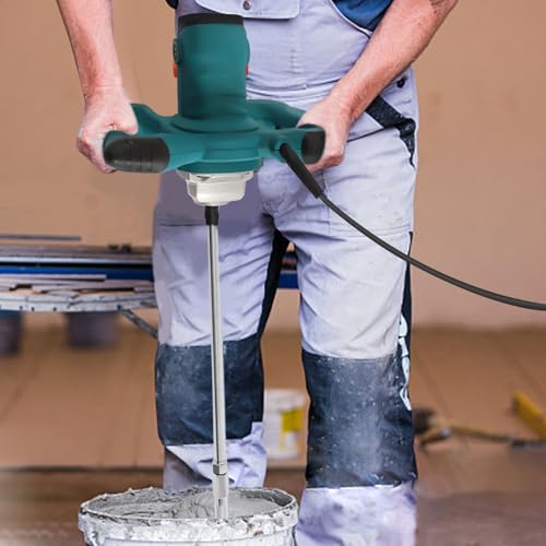 Cement Mixer, 2100W Electric Cement Mortar Mixer Handheld Electric Concrete Mixer Portable Electric Mud Mixer with 6 Adjustable Speed for Mixing Mud, Cement, Mortar, Paint - Thumbnail 2