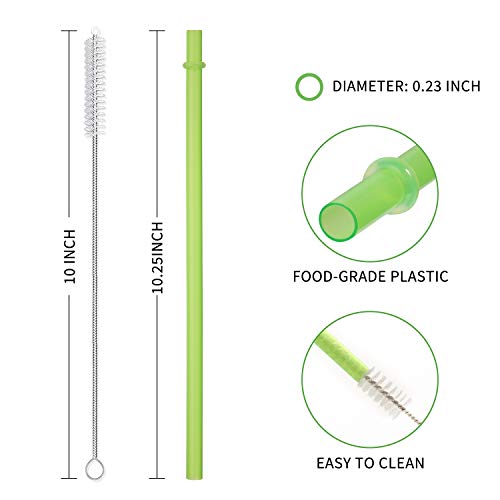 Hiware 52 Pcs Reusable Plastic Straws For Tumbler, Mason Jars, Cupture/Maars Acrylic, Yeti/Rtic, Starbucks, Tervis, 10.25" Extra Long 10 Colors Replacement Drinking Straws With 2 Cleaning Brushes #TOP4