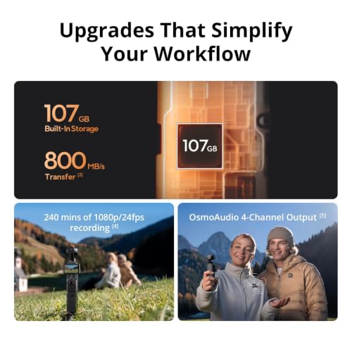 Image of DJI Osmo Pocket 4 Standard Combo, Vlog Camera, Video Camera for Photography | 1″ CMOS & 4K /240fps, 3-Axis Stabilization, 2x Lossless Zoom, 107GB Built-in Storage, 2 inch Rotatable Screen