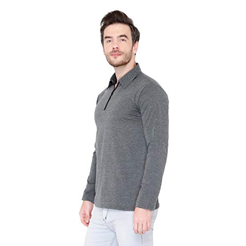 Image of Men's Cotton Blend Full Sleeve Zip Neck Polo T-Shirt (Pack of 1)