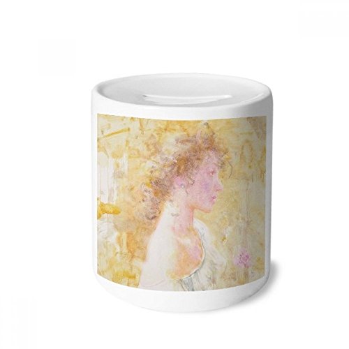 Tirelire en céramique Rose dans Le Vent xjj Peinture à l'huile multicolore pour enfant et adulte