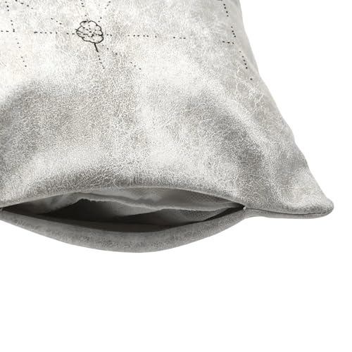 Coussin similicuir blanc 40x40 cm avec housse et garnissage dessin enfant