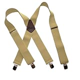 Holdup Contractor Series 2" wide X-back Work Suspenders with USA Patented No-slip Clips (Sun Tan XLS