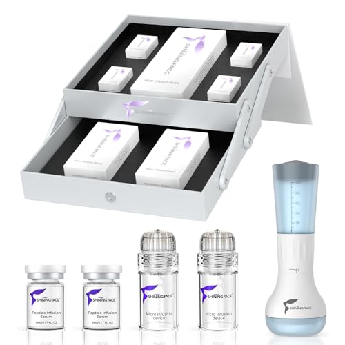 Micro Infusion Skincare System - 0.25mmFacial Stamp with Collagen Peptide & Hyaluronic Acid Serum for At Home Glow-1 Month Supply
