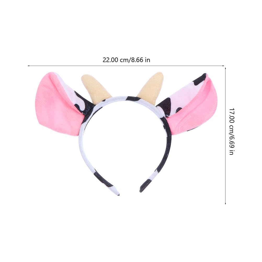 Homoyoyo 4pcs Animal Headband Stuffed with Cow Print Horns and Ears,Makeup Headbands Cow Ear Headband Party Headbands Cosplay Costume Accessories - Image 2