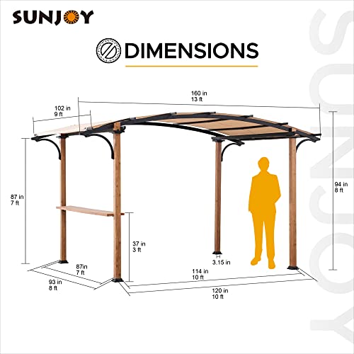 Sunjoy Outdoor Pergola 8.5 X 13 Ft. Steel Arched Pergola With Tan Weather-Resistant Fabric Canopy For Patio, Backyard, Garden Activities #TOP6