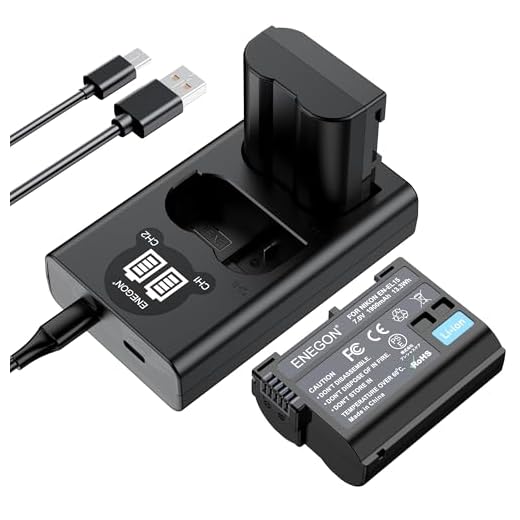 ENEGON EN-EL15/EL15a ersättningsbatteri (2-pack) och smart LED dubbelladdare kit för Nikon EN-EL15/15a och Nikon D7100, D750, D7000, D7200, D610, D880, D810, D800, D600, D800, D810a, D7500 D850