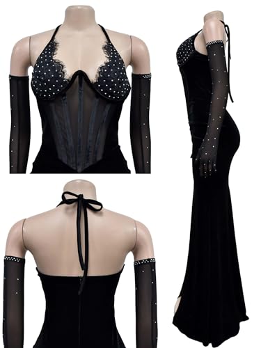 Image of Women's Sequin Prom Dress Evening Gowns for Formal Events | Elegant Sparkly Rhinestone Long Maxi Dresses for Formal Party,Gala,Wedding Guest,Fully Lined,Stretchy,Side Slit
