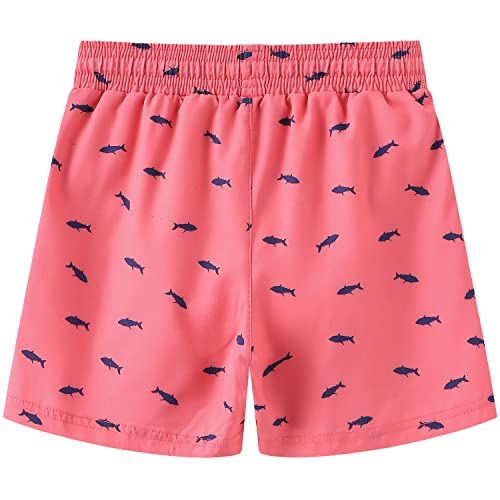 Hodosports Boys Swim Trunks Swimwear Toddler Bathing Suits Swim Short With Pockets Pink-Shark 8-10 #TOP1