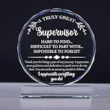 Uniquilling Supervisor Appreciation Gifts Exquisite Crystal Plaque with Gift Box Packaging, Christmas Thank You Retirement/Birthday Gifts for Supervisors/Leader Office Decor Plaque