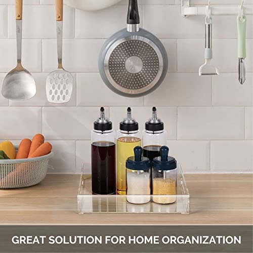 Clear Acrylic Tray 12X12 Inch With Handles Acrylic Tray Spill Proof Tray Acrylic Organizer For Kitchen Dining Tray Acrylic Decorative Tray With Handles Microgreens Tray Seed Germination Trays #TOP7