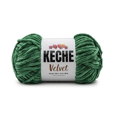 Image of Keche Velvet Yarn for Crocheting, Soft Chenille Bulky Baby Blanket Amigurumi Yarn 100 gr (132 yds) - Benetton Green