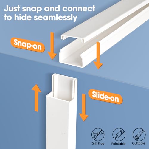 image for YesBes 116in Cord Hider Kit, Cord Covers for Wires on Wall, Paintable 