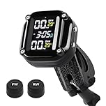 KAOLALI Motorcycle TPMS Sistema di monitoraggio della Pressione dei Pneumatici Wireless per motociclette con 2 sensori Esterni Display LCD e IP67 Impermeabile