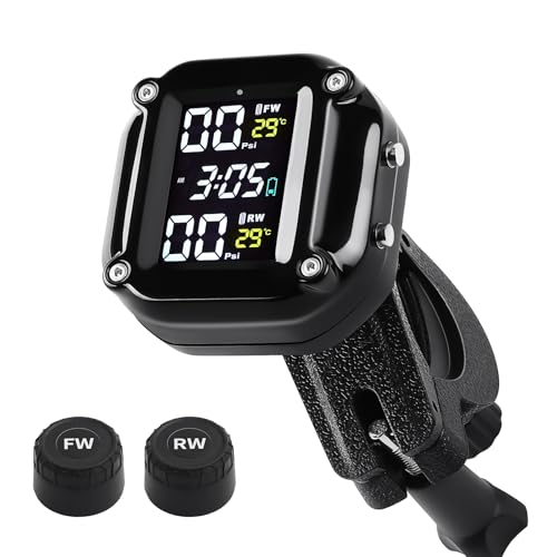 Motorcycle Tire Pressure Monitoring System, Motorcycle TPMS System with 2 External Sensors, LCD Display, IP67 Waterproof Dustproof, Motorbike Tyre Temperature Alarm, Two-Wheeled Motorcycle TPMS by Liwogi - Used condition - US$26.81