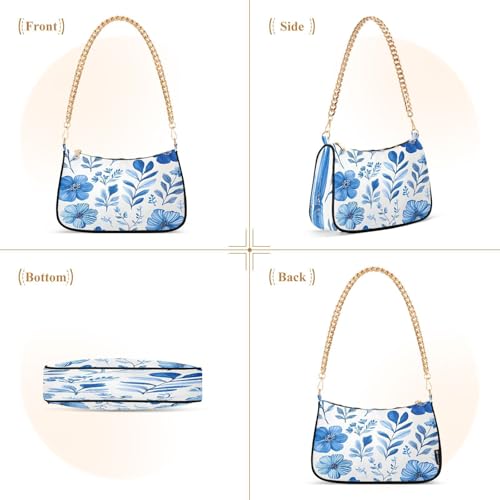 CEBUGI Crossbody Bags for Women Shoulder Purse Blue Flower Handbags Stylish Clutch Purse with Chain Strap2