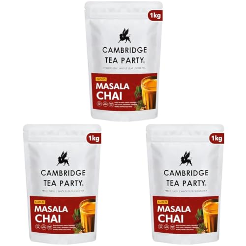 Image of Cambridge Tea Party 8 Spices Masala Chai Patti Tea Powder CTC, 1kg Pouch (Pack of 3)