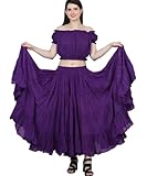 Wevez® Women's Plus Size Maxi Skirt Gypsy 25 Yard Long Flowy Solid Color Cotton Renaissance Skirt Violet