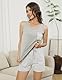 Schlafanzug Damen Kurz Baumwolle Pyjama Set Zweiteiliger Sommer Ärmellos U-Ausschnitt Hausanzug Shorty Nachtwäsche Oberteil und Gestreift Shorts mit Taschen und Elastischer Bund Loungewear S-XXL