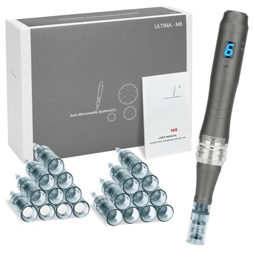 Dr Pen M8 Microneedling Pen Wireless Microneedle Skin Pen Professional Micro Needling Machine Auto Derma pen for Face Body HairGrowth with 20pcs Needle Cartridges (12 x 16pin 4 x 36pin 4 x Nano)