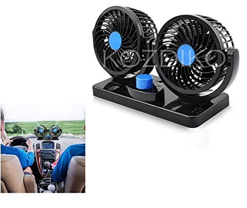 Image of Kozdiko 12V DC Electric Car Fan for Dashboard 360 Degree Rotatable Dual Head Car Auto Powerful 2 Speed Cooling Air Fan Universal for All Cars