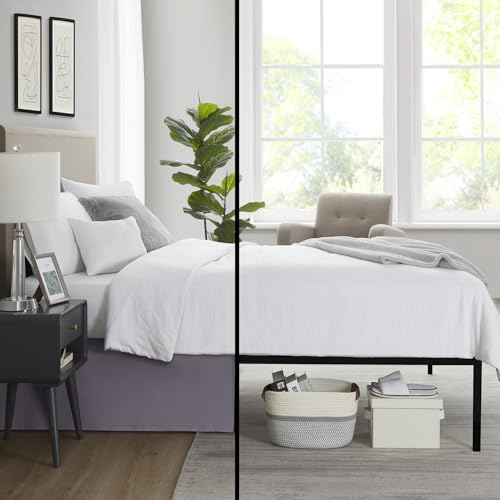 Image of Nestl Grayish Purple Full XL Bed Skirt - Full XL Size Bed Skirt 14 Inch Drop - Brushed Microfiber Bed Skirts - Hotel Quality Pleated Bed Skirt - Shrinkage & Fade Resistant