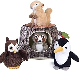 Nleio 5 Piece Baby Stuffed Animals Set with Plush Igloo, Including Seal/Husky/Polar Bear/Penguin Stuffed Animal, Plush Toys Set for Kids Babies Toddlers 