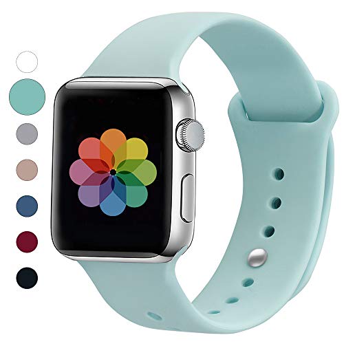 UPOLS Compatible with Apple Watch Band 38mm 42mm 40mm 44mm Sport Band, Silicone Sport Strap Replacement Bands Compatible for iWatch Series 4/3/2/1 S/M M/L