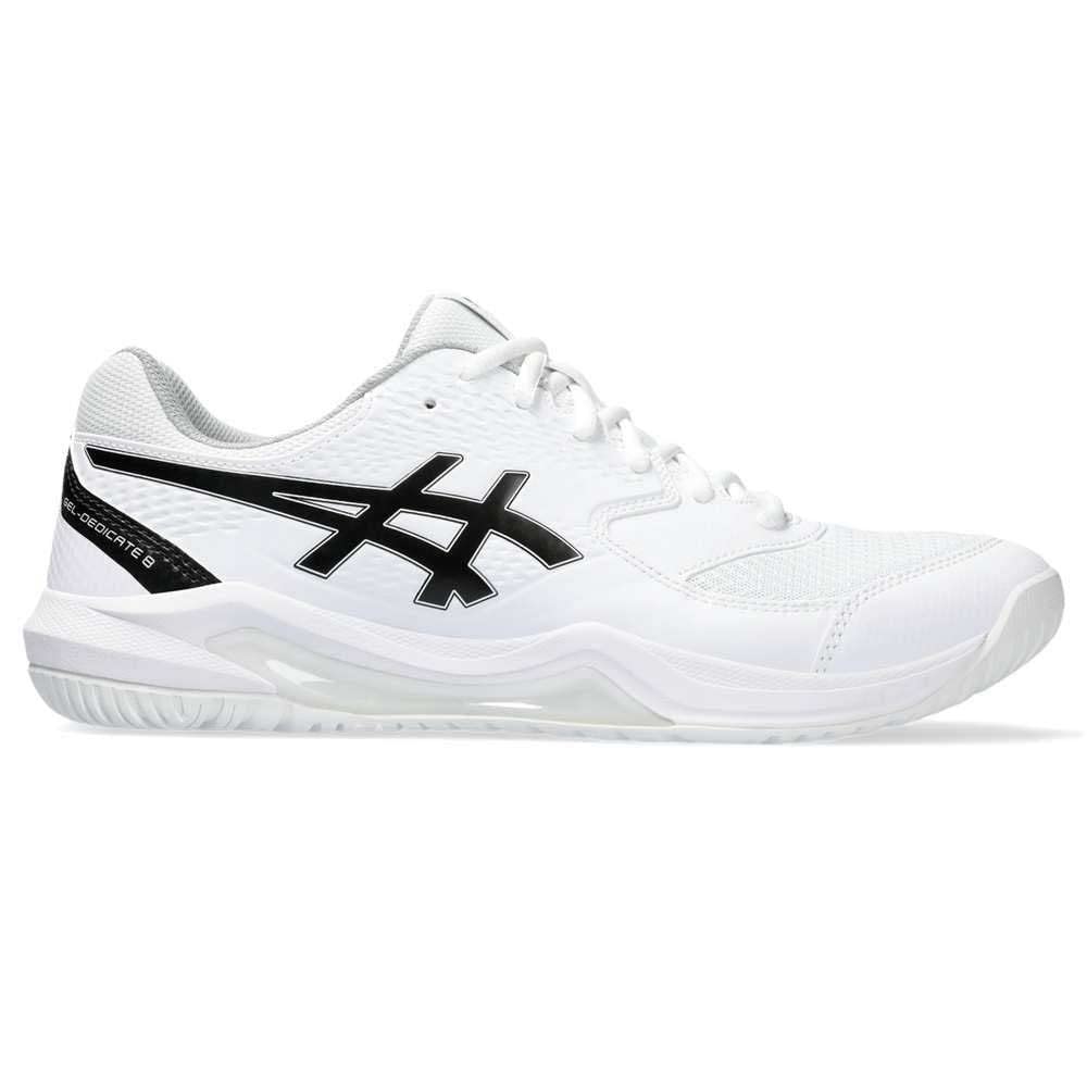 ASICS Mens Gel-Dedicate 8 Sneaker, White Black, 6 UK