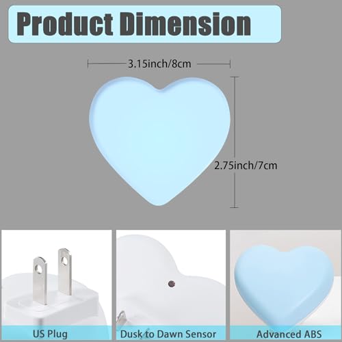 Image of INZU Night Lights Plug into Wall, LED Night Light for Kids, Cute Nightlight with Auto Dusk to Dawn Sensor, LED Nightlight with Soft Warm Light for Bedroom, Nursery, Bathroom, Hallway (Blue)