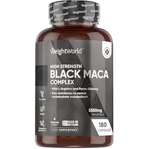 Maca Root Capsules 5550mg – 180 Capsules – 6 Months Supply – Black & Yellow Maca with L-Arginine & Panax Ginseng – Zinc Contributes to Normal Fertility & Reproduction (EFSA) – for Men & Women