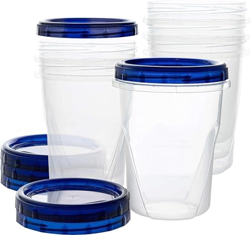 5Pack 32oz Plastic Freezer Storage Container with Screw Lid,Blue image 2